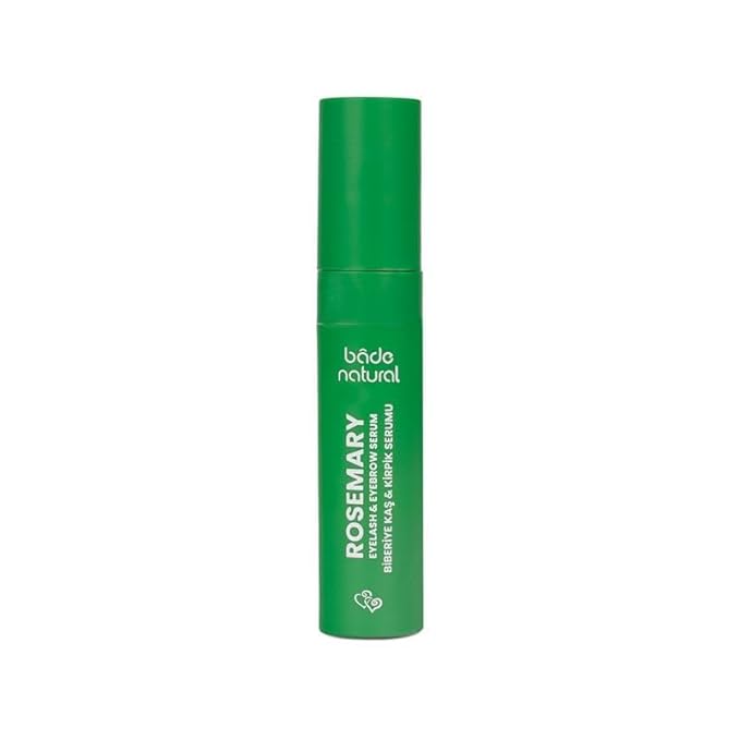 Bade Natural Rosemary Eyelash & Eyebrow Growth Serum – Lash & Brow Enhancer with Biotin, Caffeine & Aloe – Strengthens, Nourishes & Thickens – Dual Brush Applicator – 0.34 fl oz