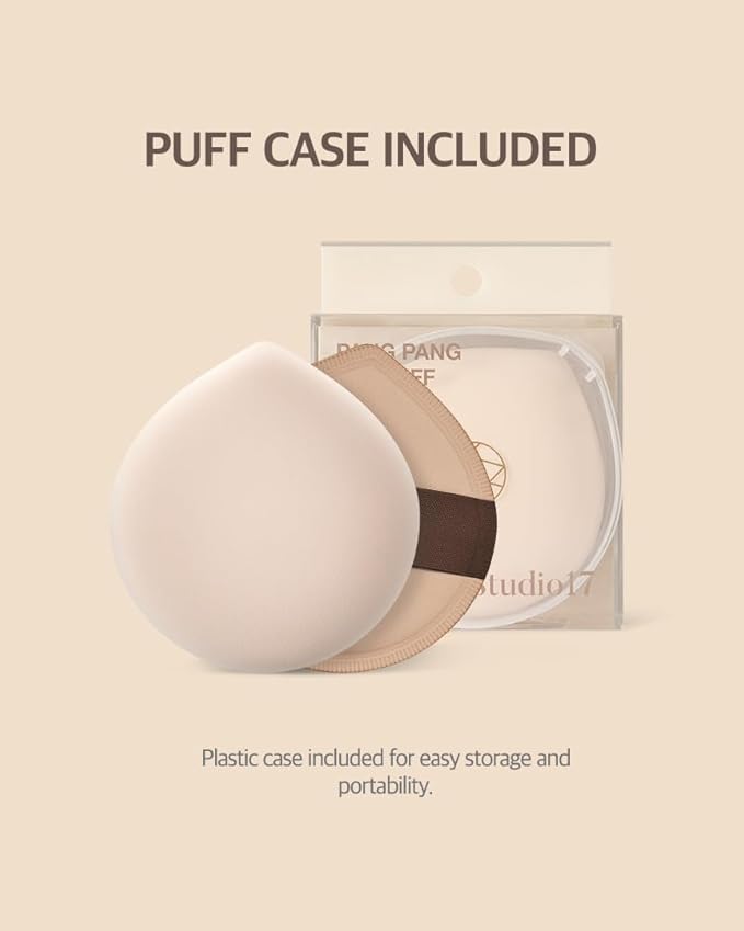 STUDIO17 Pang Pang Makeup Powder Puff 1 Pc | Big Makeup Sponge for Foundation | Fluffy Cushion Puff Blender With Latex | Korean Makeup Puff for Foundation and Powder | 2.2In Diamater