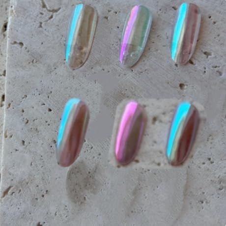 CHARMING MAY Moonlight Rainbow Chrome Nail Powder,3 Jars Aurora Nail Powder Unicorn Mermaid Chrome Powder for Nails Nail Art Glitter (Moonlight#123)