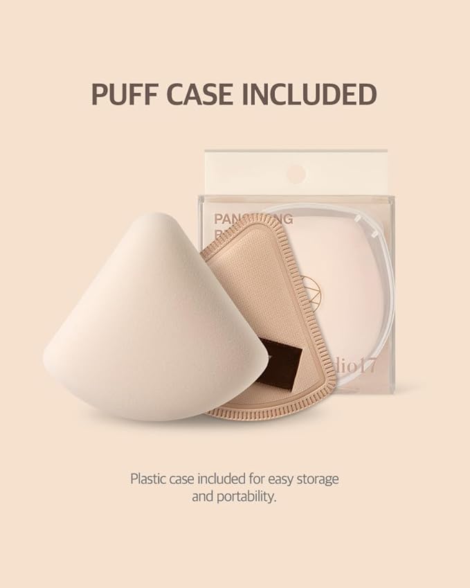 STUDIO17 Pang Pang Triangle Makeup Powder Puff 1 Pc | Latex Big Makeup Sponge for Foundation | Fluffy Cushion Puff with Narrow Tip | Korean Makeup Puff for Foundation and Powder | 2.2In Diamater