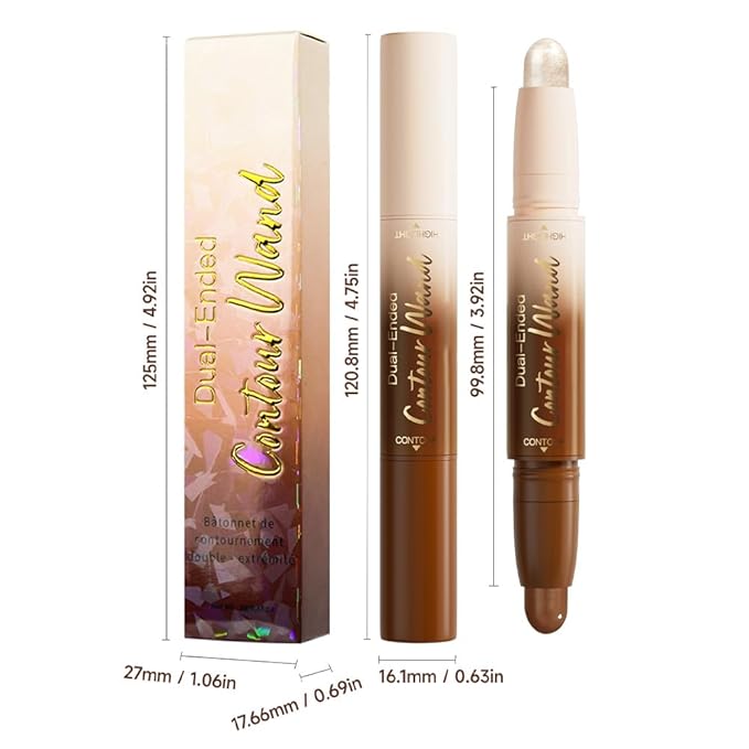 evpct Nuetral Nude &Silver Shimmer Cream Foundation Stick Face Body Makeup Dual Ended, no Transfer Waterproof 2in1 Cream Concealer Stick Contouring Makeup, Nose Contour Bronzer Sticks Face Highlighter