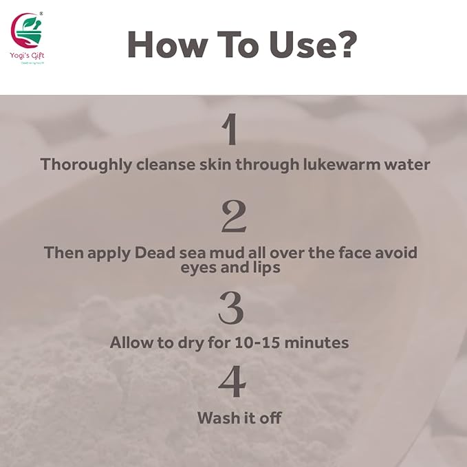 Dead Sea Mud Powder | 1 Lb | Detoxifies and Exfoliates The Skin | 100% Natural Mud Face Mask | Clears Acne, Dark Spots & Anti-Aging | By Yogi's Giftยฎ