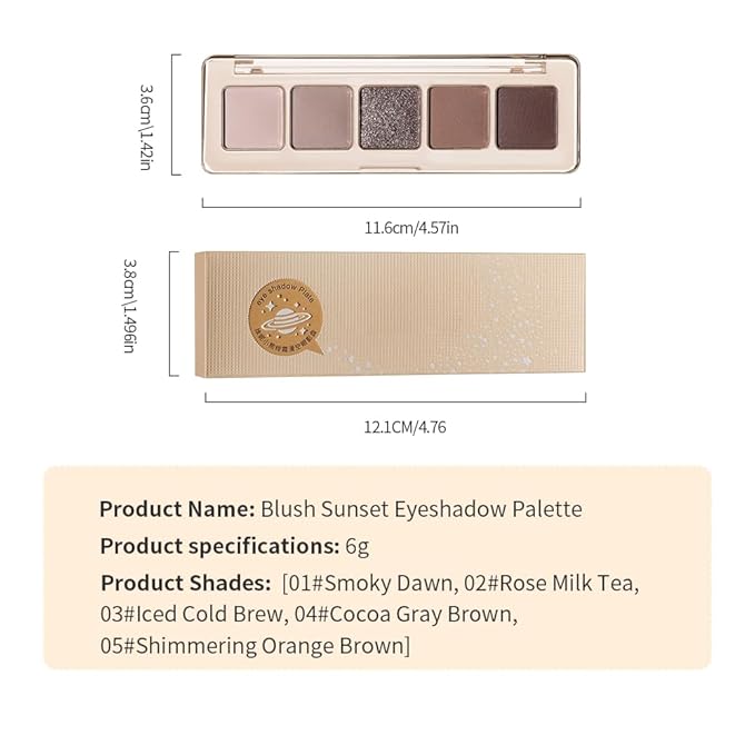 Neutral Eyeshadow Palette 5 Colors, Nude Brown Matte & Subtle Shimmer Shades, Highly Pigmented Blendable Long-Lasting Powder, Smooth No-Fallout Daily Eye Makeup Palette for Work and Natural Looks- C02