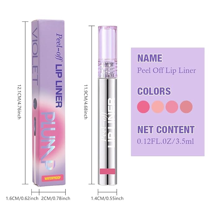 JUAAZIN Matte Lip Stain Peel Off Lip liner Tattoo, Dark Raspberry Liquid Lips Gloss Peel Off Masque, for Women Long Lasting Waterproof Lipstick Lip Tint Stain, Transfer-proof for All Skin Types 01#