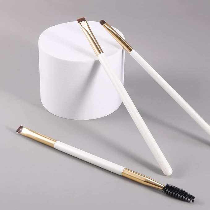 Flat Angled Eyebrow Brush & Fine Angled Eyeliner Brush & Eyelash Brush Set, Fine Angled Brow Brush, Flat Eyebrow Brush, Eyeliner Brush, Winged Eyeliner Brush Angled. (163-3P)