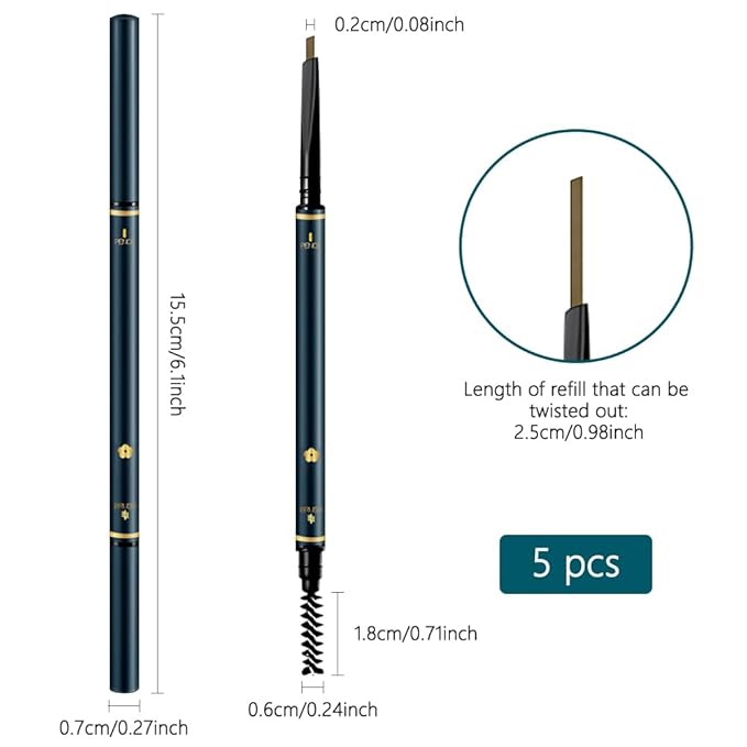 5 Pcs Eyebrow Pencils for Women, Waterproof Professional Makeup Micro Brow Pencil, Light Brown Brow Kit with Eyebrow Brush, Ultra-Fine Mechanical Pencil, Vegan&Cruelty-Free (C02#Light Brown)