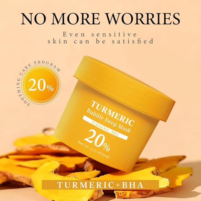 Holy Basil Bubble Deep Mask ā Holy Basil & Carbonated Water for Cleansing Pores & Blackheads, Korean Style Clay to Bubble Wash-Off Pack (90g / 3.17 oz) (Turmeric)