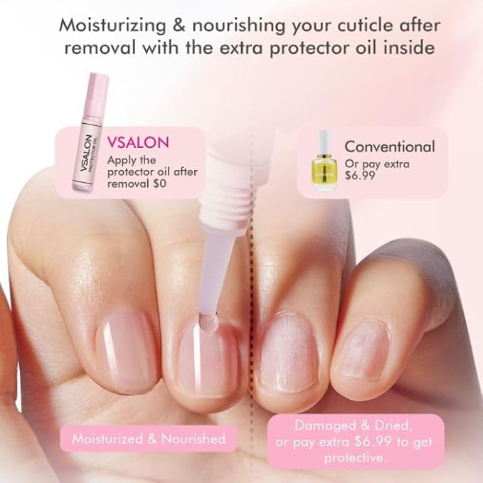 VSALON Press on Nails Short Almond - Pastel Baby Pink Fake Nails Kit for Women, Reusable Solid Opaque Soft Gel Glue on Nails with Glue, Protector Cuticle Oil - 32 PCS Stick on Nails in 16 Sizes