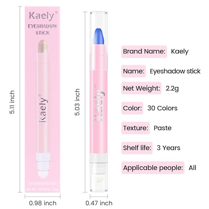 evpct 2Pcs Cream Eye Shadow Brightener Sticks Set for Eyes Waterproof, Sky Blue & Royal Blue Shimmer Cream Eyeshadow Applicator Stick Long Lasting Pigmented Eye Makeup sombras en crema para ojos 10+13