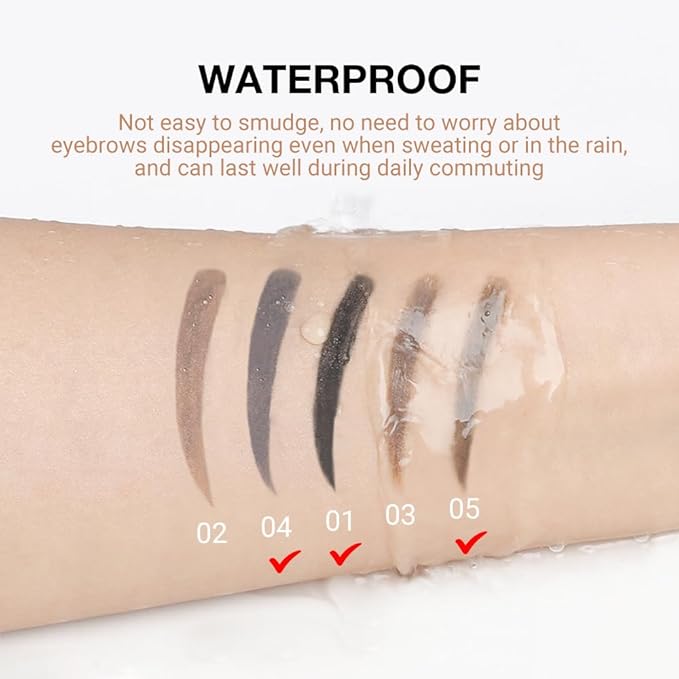 5 Pcs Ultimate Eyebrow Retractable Definer Pencils,Dual-Sided Natural Soft Textured Eyebrow Pencil, for Daily Look Eyebrow Makeup,Brow Brush,Fine Tip (2*black+2*light brown+grey)