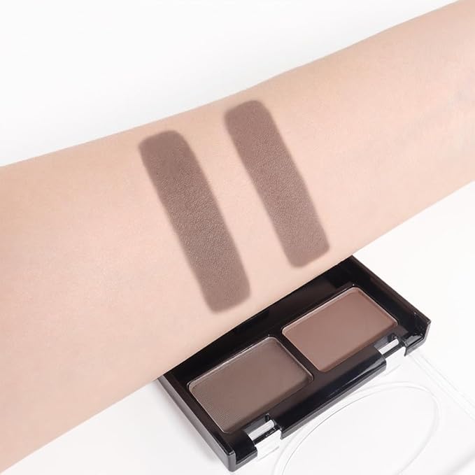 Light Dark Brown Eye Brow Powder Kit for Women, Medium Coffee Eyebrow Powder Palette with Brush,Brow Color Filler Get Full Defined Natural Brows, Highlight Contour sombra para cejas, Vegan