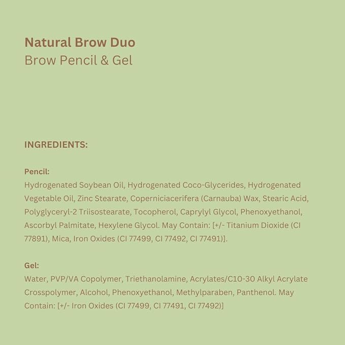 Pixi Natural Brow Duo - Natural Brown, Precision Pencil & Tinted Gel, Waterproof Brow Shaper for All-Day Hold, Paraben-Free, 0.2oz