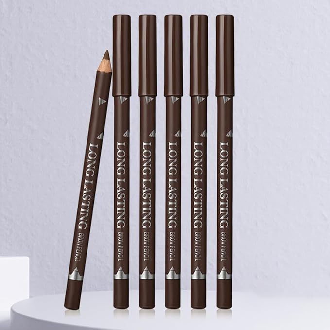 Brown Eyebrow Pencils for Women with Sharpener, 6Pcs Hard-Core Wooden Eye Brow Eye Liner Pencils for Beginner Makeup, Waterproof & Sweat-Proof