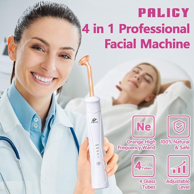 Wireless Lift Wand Professional High Frequency Facial Wand Machine Includes 4 Electrodes,Therapy Wand - Xenon Gas Diminish Wrinkles, Scars, Dark Circles, Breakthrough Device for Beauty (Black)