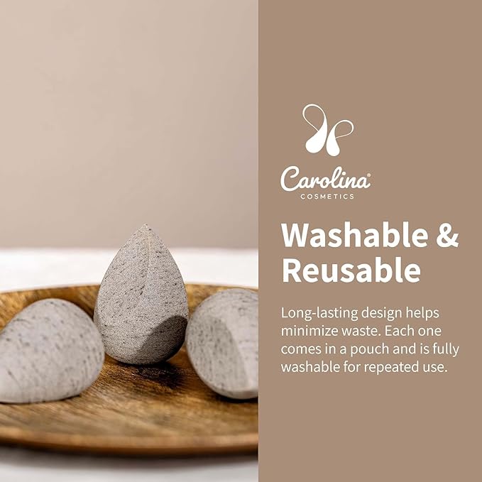 Carolina Cosmetics - Beauty Blender, Plant-Based Makeup Sponge - Soft, Reusable, Latex-Free, Made with Coconut Husk Powder for Foundation & Concealer - Pack of 2