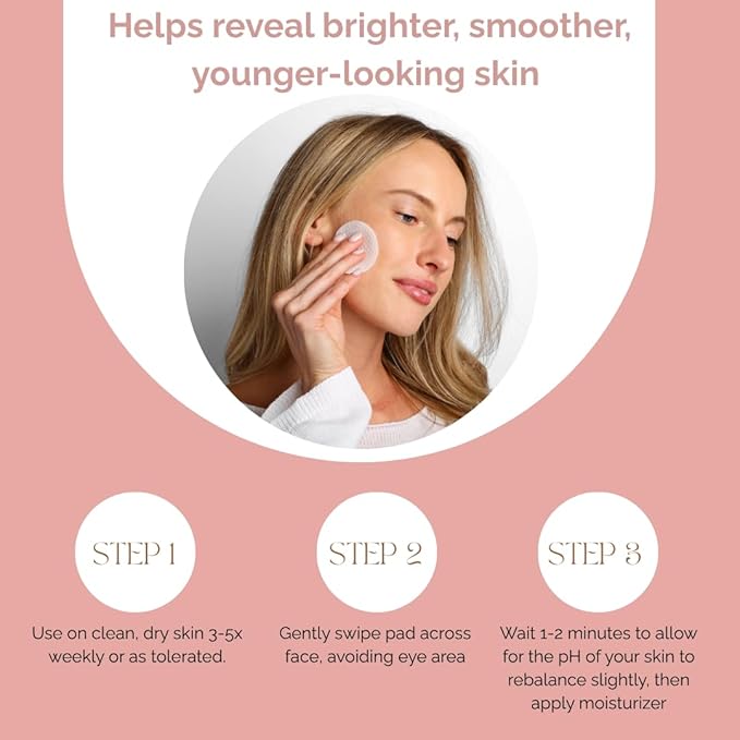 Multi Acid Toner Pads, Exfoliating Face Pads with Glycolic, Lactic, Mandelic, Kojic, & Salicylic Acid. Skin Pore Reducing, Toning, Resurfacing Facial Treatment for Wrinkles & Dull Skin - 50 Count