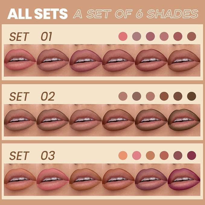 BestLand 6Pcs Berry Spice Glam Lip Liner Set, Long-Lasting Creamy Lip Pencils in Berry, Plum, Terracotta & Rose Shades, Smudge-Proof Formula for Full Bold Lips & Defined Contour Looks (Set 03)