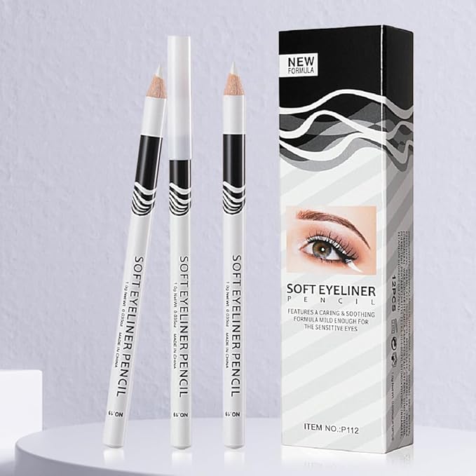 12Pcs Eyebrow Pencils for Women, Wooden Hard-Core White Eyebrow and Eyeliner Pencil, Long Lasting Waterproof and Sweat-Proof, Beginner Makeup Brow Pencil, Create a Natural Eye Brow Makeup