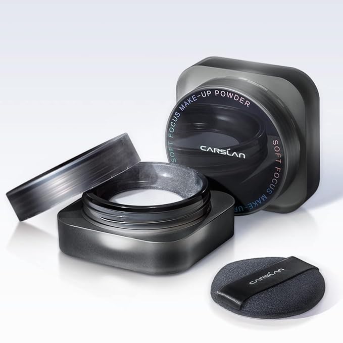 CARSLAN Soft Focus Loose Setting Powder, Waterproof, Matte, Oil Control, Shine Free, Talc-Free Face Powder Makeup, 24H Longwear Finishing Powder, 01 Dark Blue