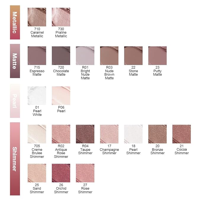 Single Cream Eye Shadow,Champagne Shimmer Glitter Natural Nude Monochrome Eyeshadow Palette,Waterproof,Long Lasting Naturing-Looking,Vegan & Cruelty-Free,17