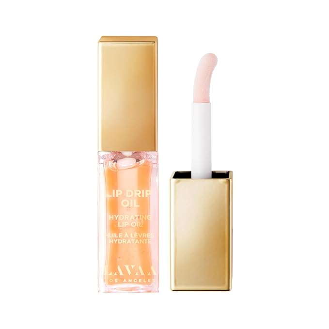 Lavaa Beauty LIP DRIP OIL Glossy Non-Sticky Lip Oil | Hydrating & Nourishing Jojoba Oil, Vitamin E, and Hyaluronic Acid (Peach)