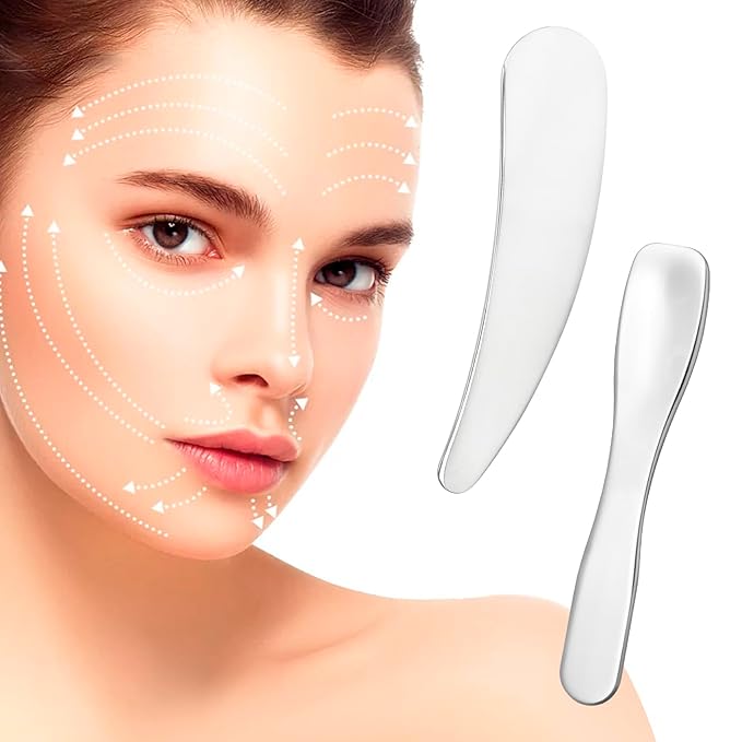 Pndeyo 3pcs Mini Metal Makeup Spatula, Reusable Cosmetic Cream Spatulas Spoon, Skincare Scoop Applicator Facial Massage Beauty Tools for Mixing and Sampling Face Eye Cream- Silver