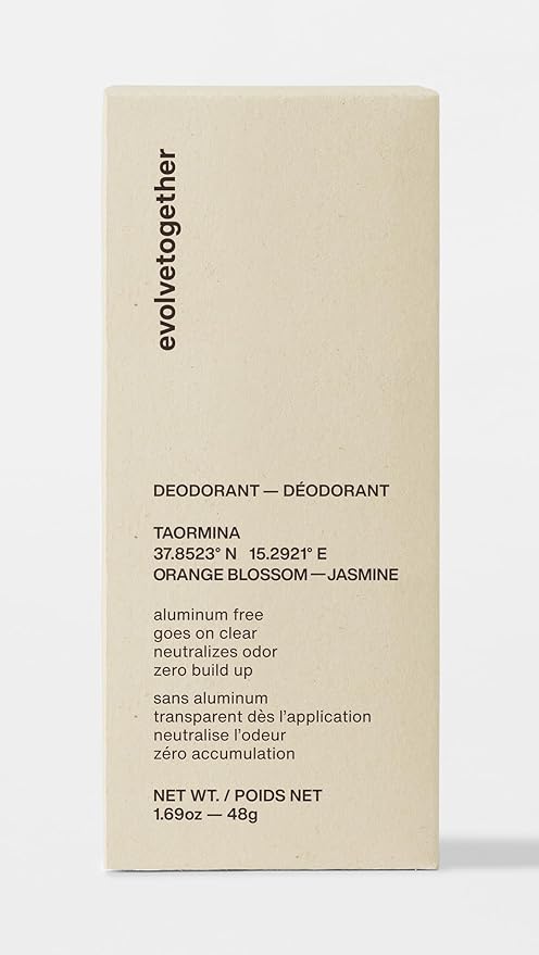 evolvetogether Aluminum Free Natural Deodorant for Women & Men | Orange Blossom & Jasmine | Neutralizes Odors, Soothes Skin | Vegan, Cruelty-Free, Baking Soda Free | Made in USA (Taormina, 1.69 Oz)