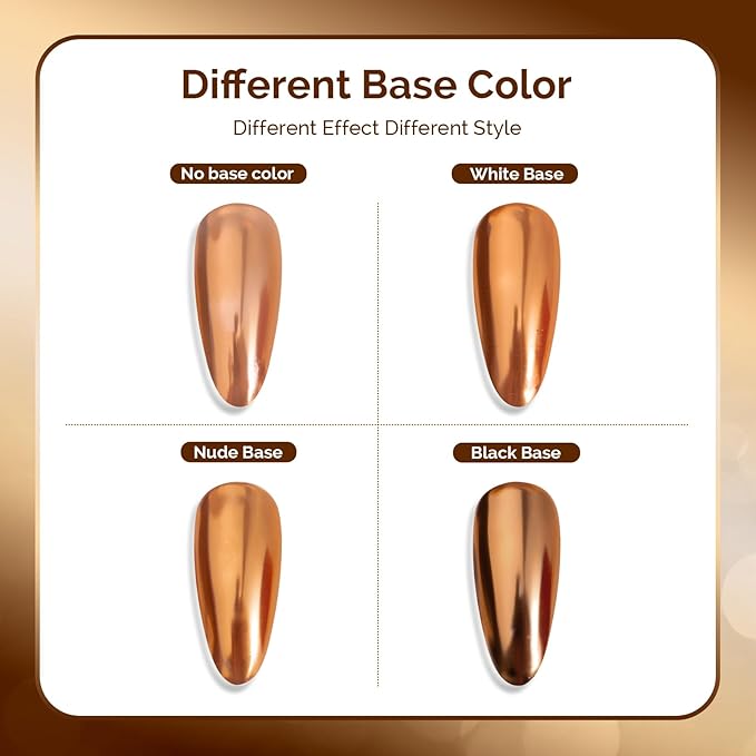 MelodySusie Champagne Chrome Nail Powder for Gel Nails,Metallic Mirror Effect Pigment Stylish and Technological Fine Glitter for Home DIY Salon Use