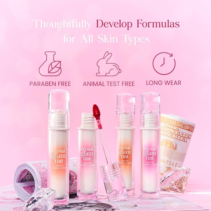 CLIO CRYSTAL GLAM TINT (014 HEART PINK DIAMOND), Glossy Finish, Lightweight, Buildable, Glass-Like, Smoothing, Long-Lasting, Vivid