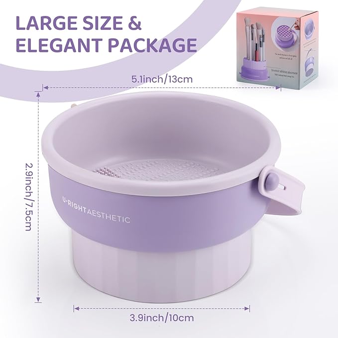 GOLIKEE Makeup Brush Cleaner Mat 3 in 1 Silicone Makeup Brush Cleaner Bowl Cosmetic Brushes Cleaning Tool Organizer for Storage and Air Drying(Khkai