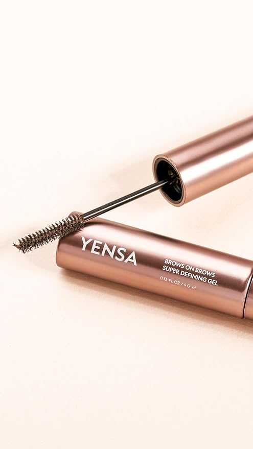 YENSA Brows On Brows Super Defining Tinted Eyebrow Gel - Long-Wear Shaping Eye Brow Gel with Superfoods for Color & Thickness - Combs, Shapes & Locks Eyebrows into Place - Brown (0.17 oz)