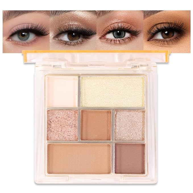 AMY'S DIARY 9-Color Warm Bronze Eyeshadow Palette, Gold Champagne Neutral Eye Makeup with Matte & Shimmer Shades, Highly Pigmented Long-Lasting Blendable Brown Nude Shadow for Daily Glam Look