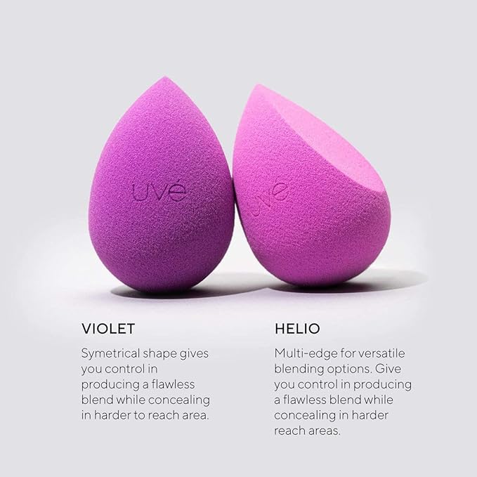 Helio Makeup Blender Sponge, Streak Free Application of Liquid, Powder & Cream Foundation, Professional Complexion Blending Tool, Cruelty Free, Vegan, Latex Free