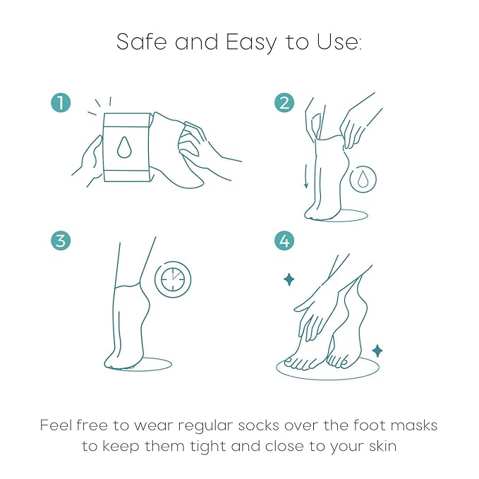 Skin Aesthetics Sea Salt & Aloe Foot Masks - Moisturizes & Exfoliates Dry, Cracked Feet, Hydrating Foot Mask - Dermatologist Tested Korean Skincare - Clean Beauty, Cruelty-Free - 3 Pairs