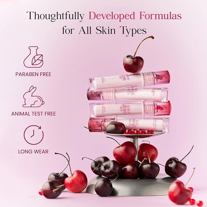 CLIO CRYSTAL GLAM TINT (CHERRY SERIES 026 MAUVE CHERRY), Glossy Finish, Lightweight, Buildable, Glass-Like, Smoothing, Long-Lasting, Vivid, Transparent, Shiny, Moisturizing Lip Stain, Korean Lip Tint
