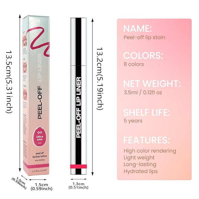 JUAAZIN 2Pcs Matte Liquid Lip Stain Peel Off Lip liner Tattoo, Matte Peel Off Lip Stain, Long Lasting Waterproof Lipstick Lip Gloss Stain, Transfer-proof for All Skin Types (0.24 fl oz-00#+06#)
