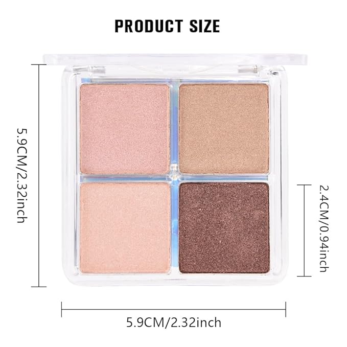 Kaely Powder Eyeshadow Quad, Rose Gold Pink Glitter Eyeshadow Palette Makeup, Neutral Eye Shadow Palette for Older Women Pigmented Waterproof, sombras para ojos, Blendable, Cruelty-free, 06