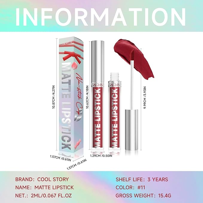 COOL STORY Matte Lip Stain Tint Highly Pigmented Color Long-Lasting Waterproof (11)