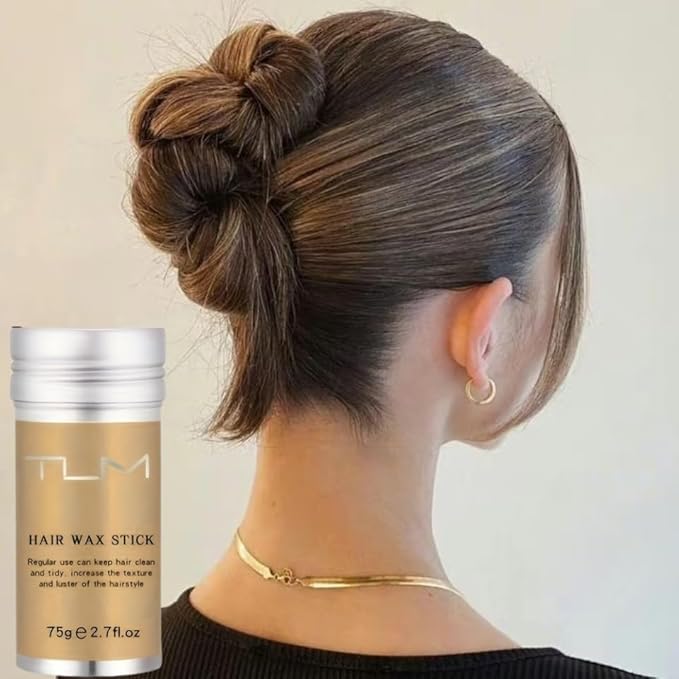 QINGFANGLI Hair Wax Stick, Strong Hold 24 Hours Matte Hair Styling Wax, Non Sticky No White Residue, Portable Solid Hair Wax for Short to Medium Hair, Easy to Apply & Wash Out, 2.7oz/75g