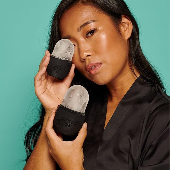 Contour Cube Mini - Revolutionary Ice Roller for Sculpting & De-Puffing - Face Ice Roller & Massager - Ice Mold for Face - Compact Skin Care Tools for Daily Skincare & Travel - Jet Black