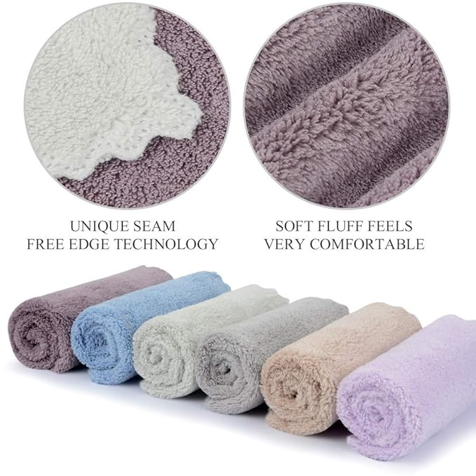 SUNLAND Microfiber Face Cloth Reusable Makeup Remover Facial Cleansing Towel Ultra Soft Face Washcloth 12inchx12inch 6 Pack Multicolor
