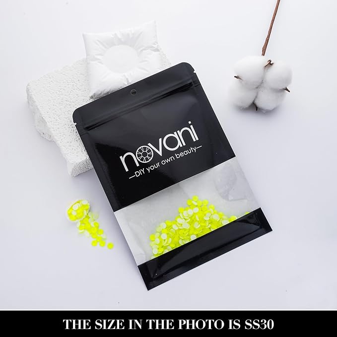 Novani 576 Pieces Flatback Rhinestones Glass Round Gems Neon-Yellow Crystals for Nail Art DIY Crafts Clothes Shoes,SS30,6.4-6.6mm
