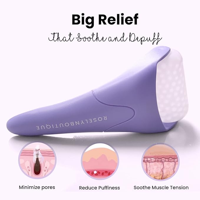 ROSELYNBOUTIQUE Ice Roller for Face Wrinkles Fine Lines Puffiness Stick Massager Facial Skin Care Tools Self Care Gifts for Men Women (Purple)