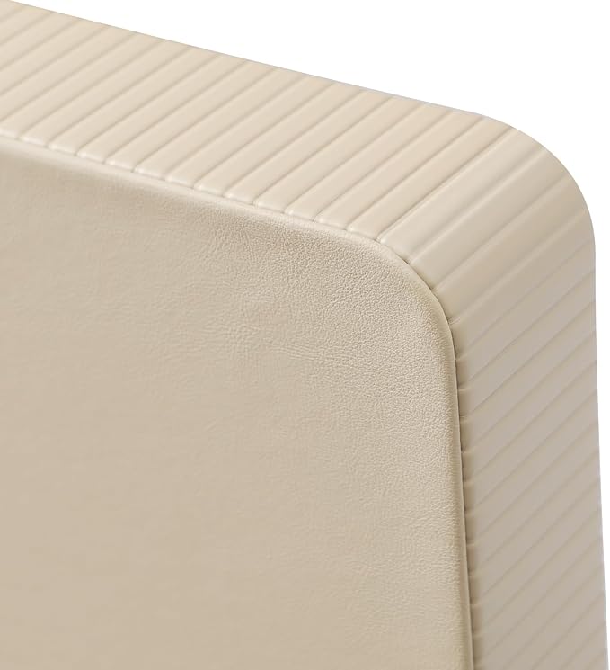 MEIBOOCH 2 Pack Nightstand Organizer Tray, Decorative Perfume Valet Tray Trinket Dish Catch All Purse Key Bowl, PU Leather Coffee Table Trays for Vanity Dresser Bedside Bathroom Countertop (Beige)