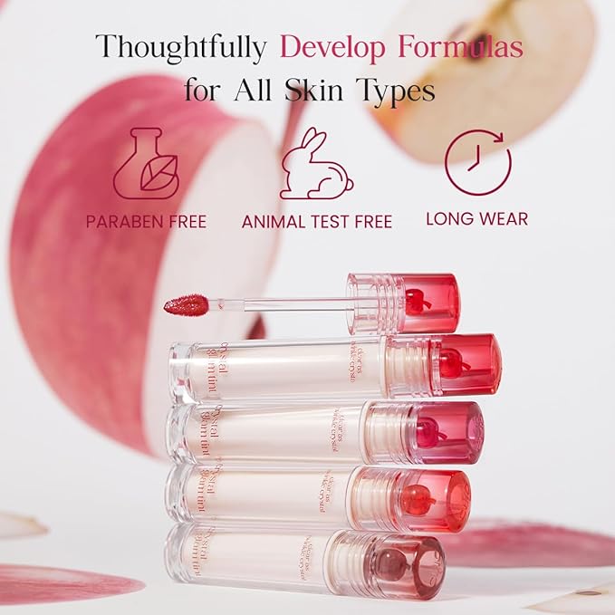CLIO CRYSTAL GLAM TINT (019 BABY APPLE), Glossy Finish, Lightweight, Weightless, Buildable, Glass-Like, Smoothing, Long-Lasting, Vivid, Transparent, Shiny, Moisturizing Lip Stain, Korean Lip Tint