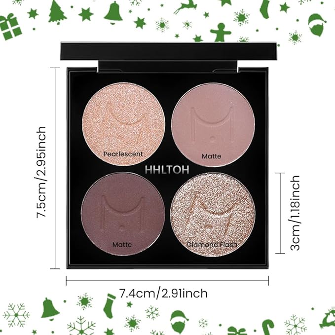 HHLOTH 4 Colors Plum Nude Brown Champagne Rose Gold Eye Shadow Powder Palette Makeup, Neutral Matte Shimmer Cream Eyeshadow Palette for Old Women Highly Pigmented Waterproof, paleta de sombras de ojos