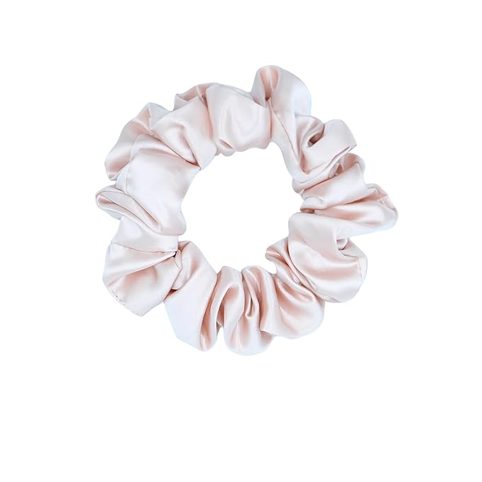 100% Mulberry Silk Scrunchies for Curly Hair, Thick Hair, and All Hair Types, 22 Momme 6A Grade, Girl Hair Ties, OEKO‑TEX Certified, Anti‑Frizz, Luxury Gift for Women, Cool Presents for Wife (Pink)