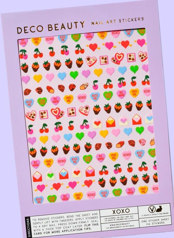 Deco Beauty XOXO - Super Thin & Easy-to-Apply Nail Art with The Cutest Designs - Durable & Long-Lasting Nail Art Stickers and Decals for Women, for DIY at-Home Manicures & Salon-Quality Nails