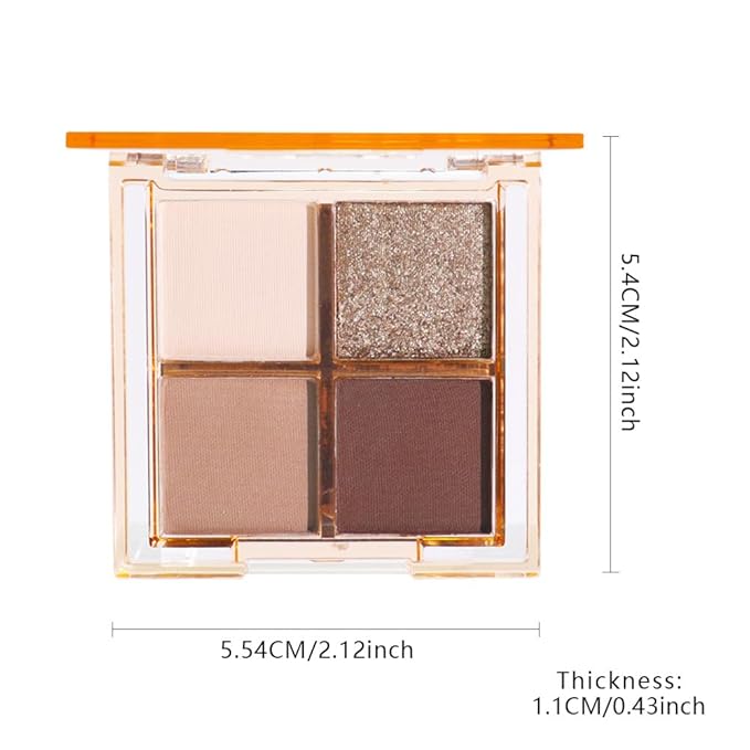 Eyeshadow Quads Blendable Glitter Matte Eyeshadow Palette,Black Gold Nude Brown Coffee Shinmmer Sparkly Four Eyeshadow Palette Makeup,Everyday Nature Long-Lasting Waterproof Women Girls Eyeshadow 4#