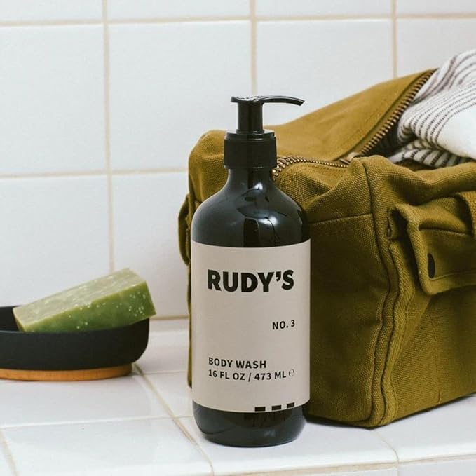 Rudy's No. 3 Body Wash - Natural Ingredients, Sulfate & Paraben Free - Exfoliates, Nourishes, and Maintains pH Balance (16 fl oz)